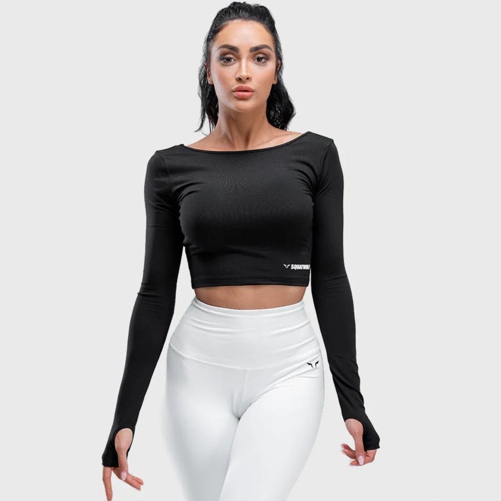 SQUATWOLF Warrior Crop Tee Long Sleeve Thumb Holes Athletic Gymshark Lululemon M